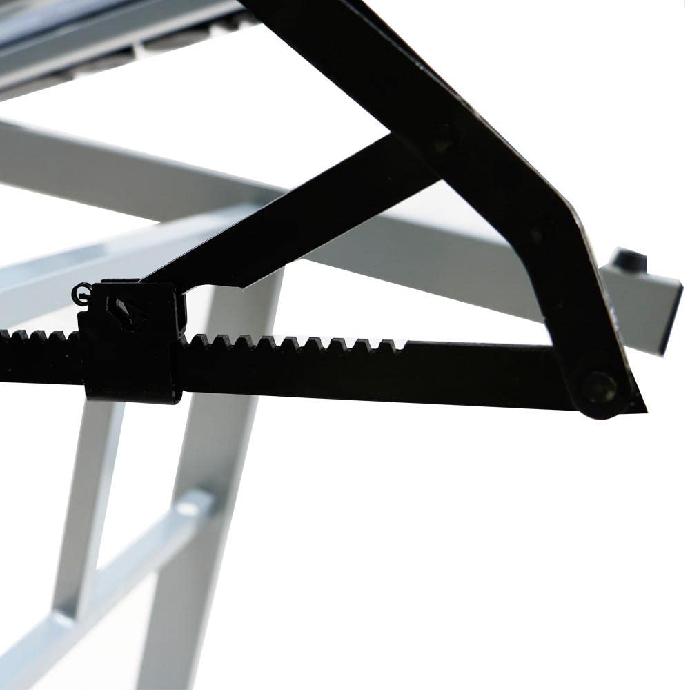 Yaheetech Zeichentisch 0-60° neigbar, Architektentisch mit kippbarer Glasplatte, Schreibtisch Bürotisch mit 2 Schubladen, für Architekten/Künstler/Maler, 90 cm L × 60 cm B