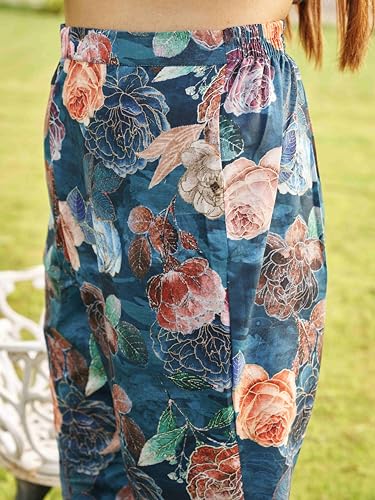 Image of Womanista Women Cotton Blend Sequinns Work Alia Cut Flared Kurta Set