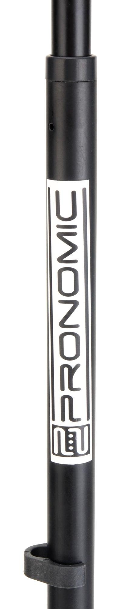 Soporte de Micrófono Pronomic MS-250 de Una Mano, Color: negro, Peso: 1 | Trípode para micrófono de cantante, Rosca 5/8" (según el micrófono usado recomendamos un adaptador a 3/8"), 8 kg