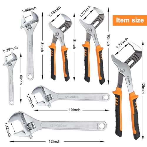 Image of 7-Pack Adjustable Wrench & Joint Pliers,Tongue and Groove Plier Set with Adjustable Wrench Set for Home Repair,Forged Steel Anti-Slip Comfortable Grip Handle