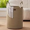 SIXDOVE Laundry Basket, Woven Rope Laundry Hamper with Handles, Large Decorative Storage Basket for Clothes and Blankets in Living room, 15" x 20", Jute