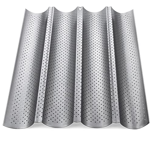 ilauke 4-Slot Perforated Baguette Baking Pan Carbon Steel