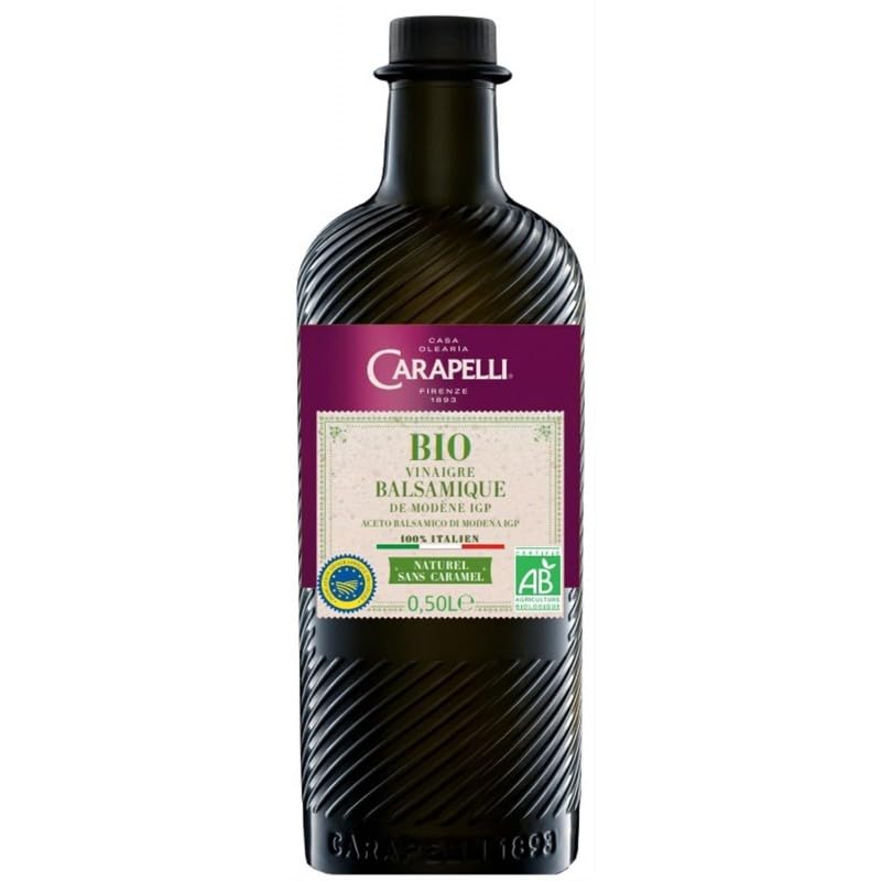 CARAPELLI - Vinaigre Balsamique Modene Bio 50Cl - Vinaigre doux et bio idéal pour la cuisine fine - 500g - Le Lot De 3