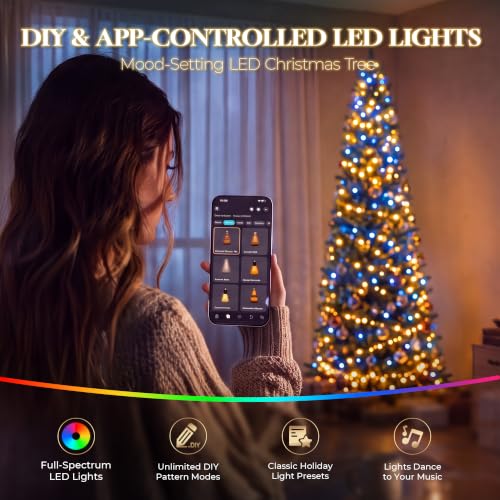 6 ft Prelit Pencil Christmas Tree, RGBW Lights, App Control - Image 5