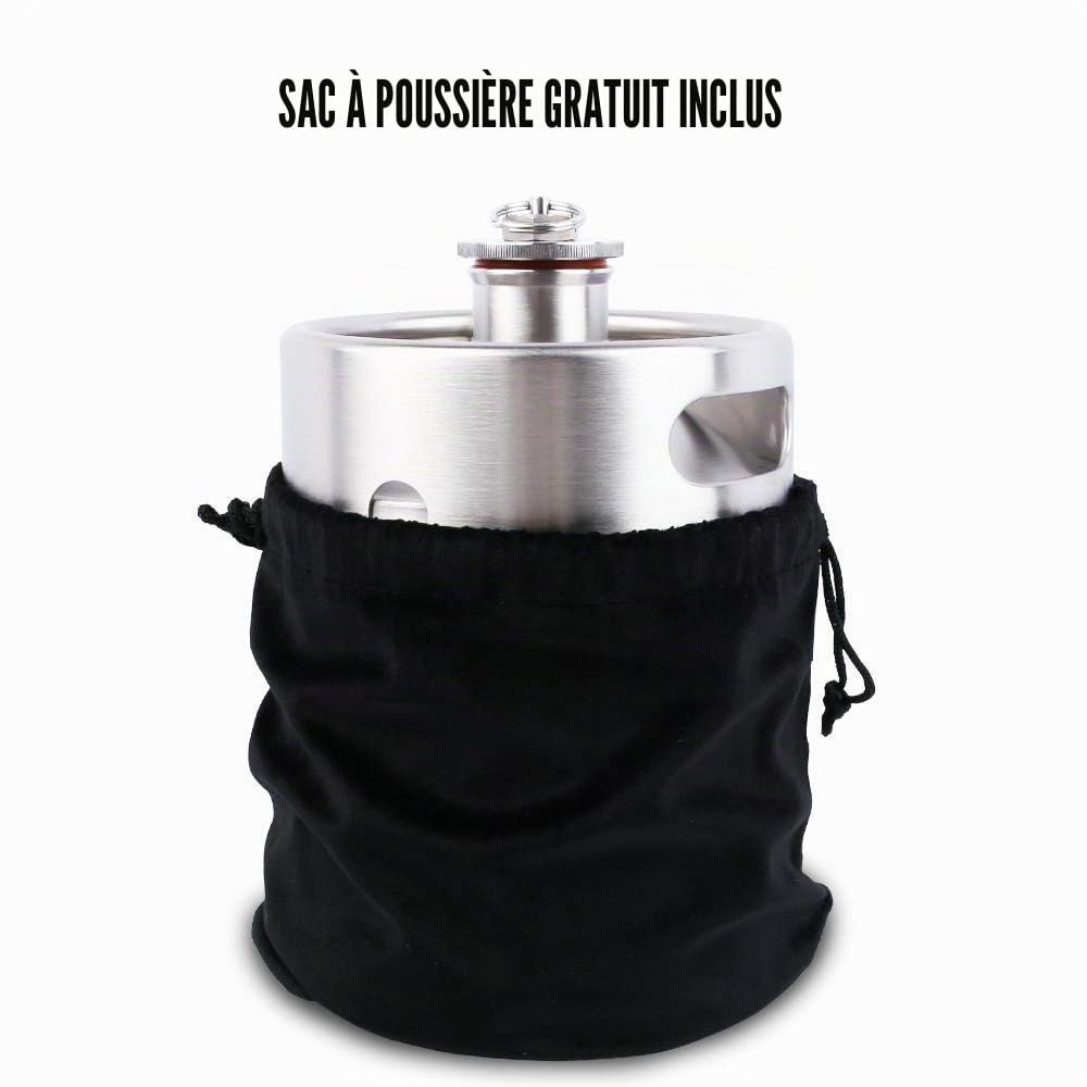 TMCRAFT - Mini fût en acier inoxydable de 2 litres - brasseur de bière portable avec soupape d'échappement - capuchon conçu pour garder les boissons fraîches