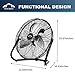 Tech Drive High Velocity Floor Fan,18 inch Heavy Duty Metal Industrial Fans,3 Powerful Speed,360° Adjustable Tilting and All Metal Construction, Black