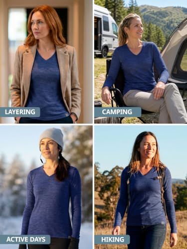 MERINNOVATION 100% Merino Wool Base Layer for Women - Long Sleeve Merino Wool V-Neck Women's Top - 2