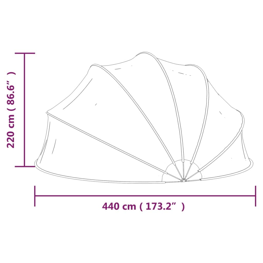 Copertura a cupola per piscina, 440 x 220 cm, trasparente, in PVC, con protezione UPF 30, struttura in fibra di vetro e meccanismo pieghevole per piscine da incasso e fuori terra