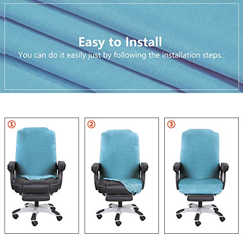 Image of SARAFLORA Office Chair Cover- Large, Teal- Removable Computer Chair Cover for Office Chair with Zipper for Universal Rotating Chair Desk Chair Cover High Back Chair Seat Washable Protector for Pets
