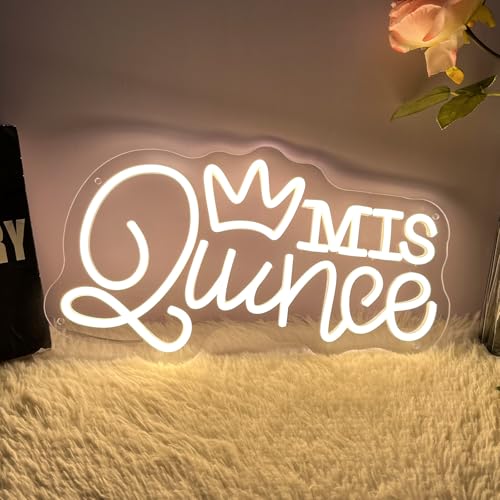 Image of Mis Quince Neon Sign for Wall Decor Dimmable LED Sign Neon Lights for Bedroom Light Decoration for Birthday Party Room Decoration Gift for Girl Kid Lover 40CM*23CM Warm White