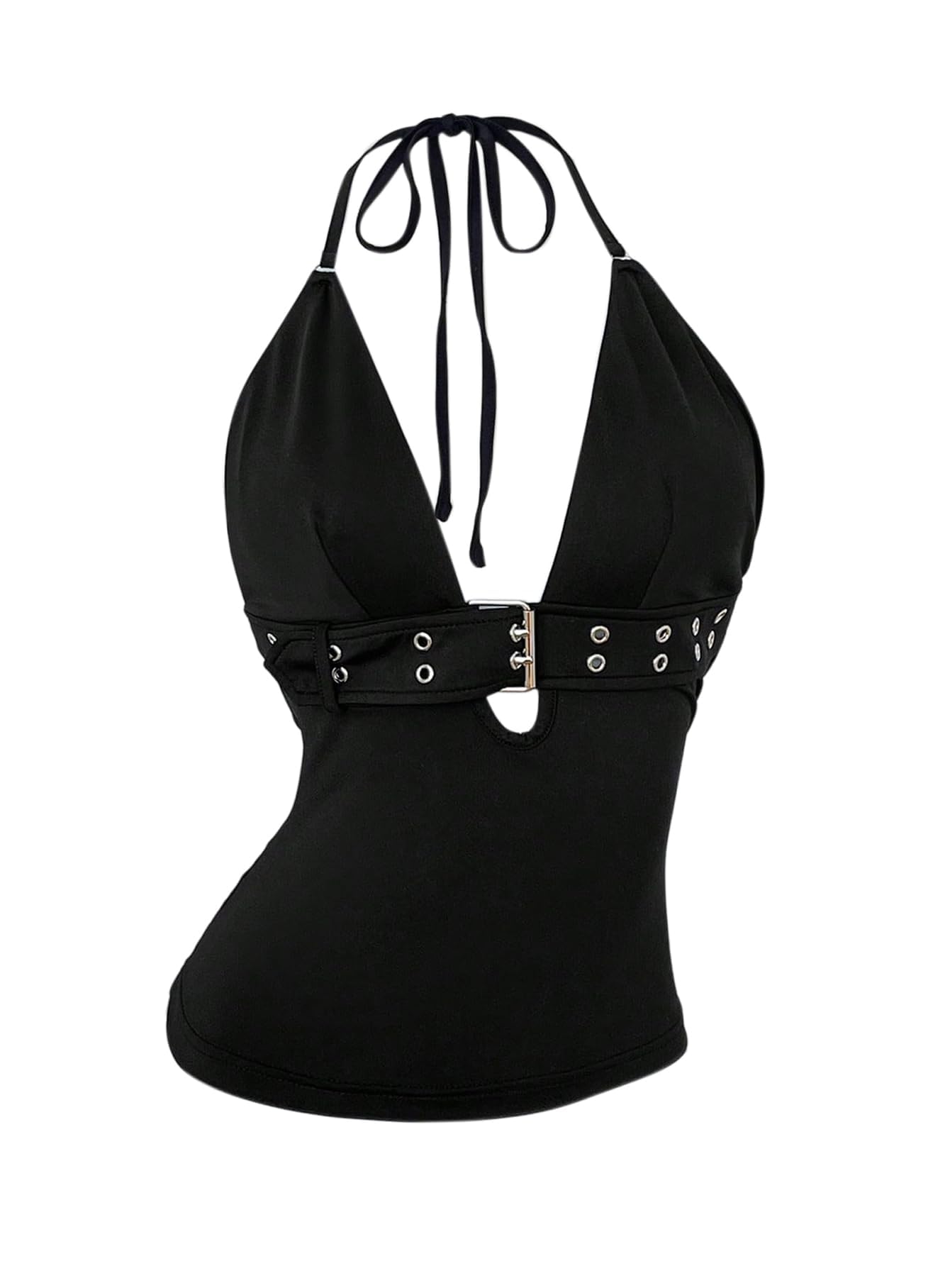 GORGLITTER Women's Y2k Rave Halter Goth Tops Going Out Outfits | Sexy Club Halter Tank To…