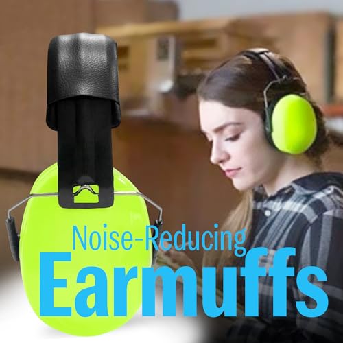 Image of BDS Safety Premium Ear Muffs - NRR 26dB SNR 33dB Noise Reduction Headphones - Adjustable & Foldable Hearing Protection for Shooting, Construction, Studying, Sleeping (Neon Green)