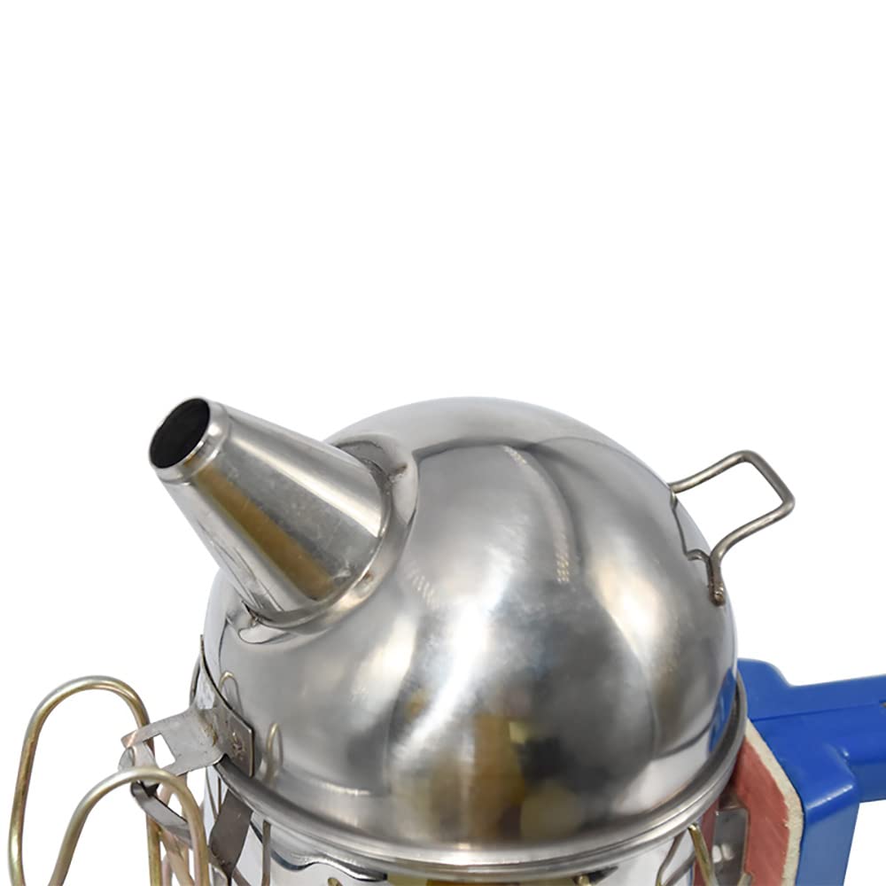 SagaSave Affumicatore elettrico per api, in acciaio inox, con scudo termico e gancio di montaggio, strumento per apicoltura (non fornito con batterie)