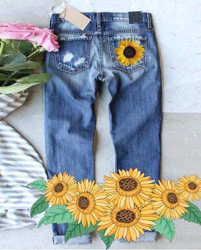 Valentine Plus SizeJeans for Women Boyfriend Trendy Cowboy Patch Work Distressed Jeans Casual Baggy Bling Pants4