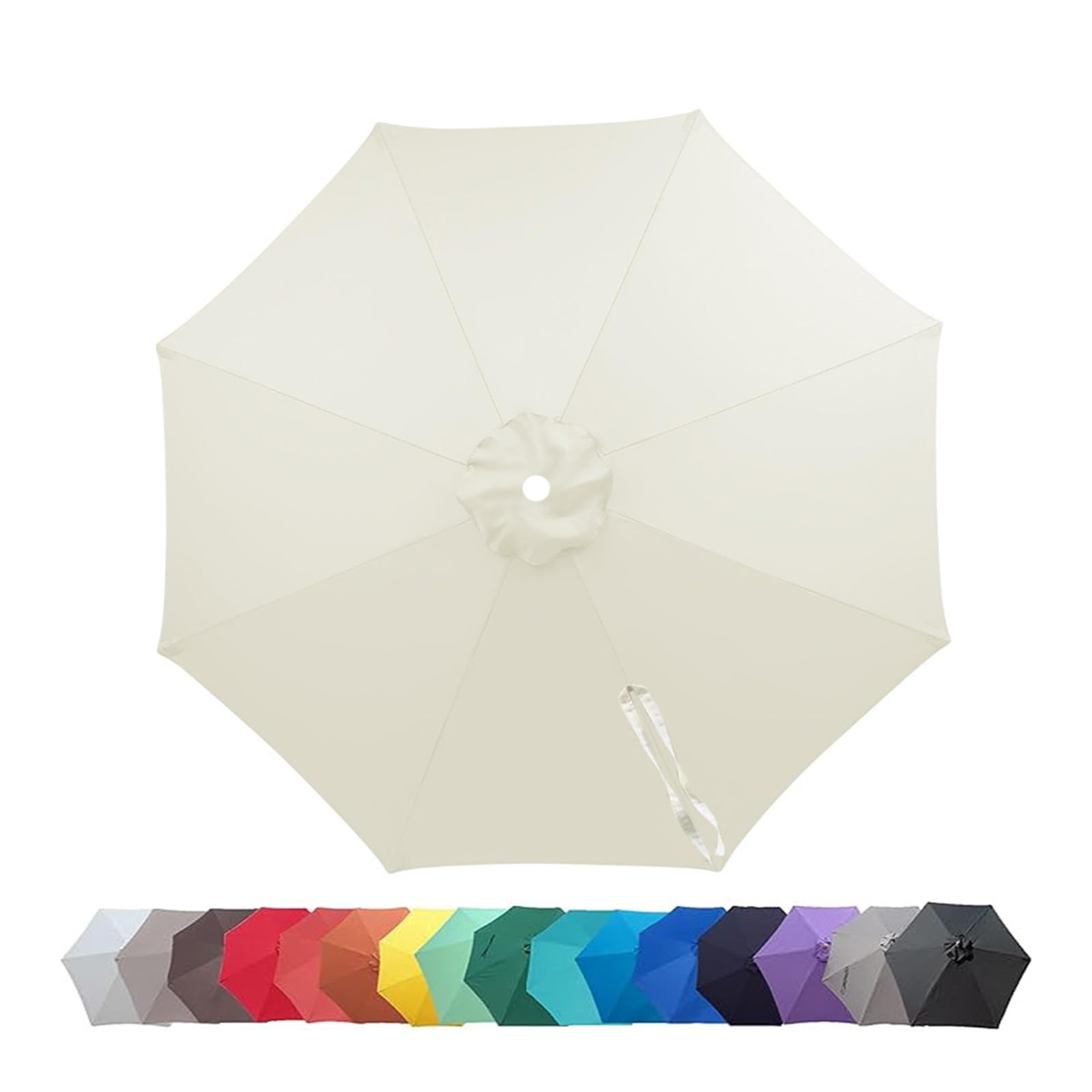Zapasowy parasol ogrodowy z baldachimem Wodoodporna osłona przeciwsłoneczna na okrągłe parasole 6/8 Rib 6,5-9,8 stopy, rama nie jest dołączona 1 szt.(Beige,2.3/7.5ft-8ribs)