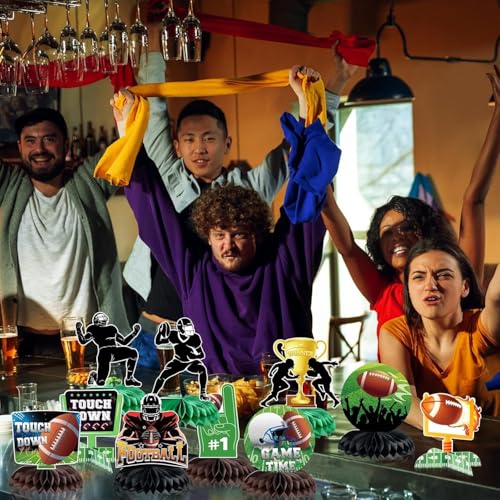10 Pcs Football Party Decorations Football Honeycomb Centerpieces Double-sided Football Table Centerpiece for Football Birthday Party Sports Tailgate Game Party Decorations Supplies Favors - Image 7