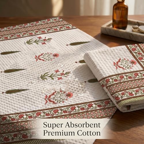 Image of Mafatlal Madhuban Premium Waffle Cotton Set (1 Bath 147x76 cm + 2 Hand 76x38 cm) | 250 GSM | Soft & Absorbent | Porcelain