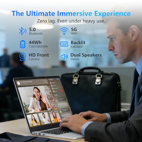Image of 2026 Laptop, 15.6 inch Laptop Computer, 16GB RAM 1TB SSD, AMD R5 6-Core CPU, AMD Radeon Lap top PC, Laptops with Backlit KB, 1080P FHD, 180 Open, 55.2Wh, Type-C, HDMI, Win 11 Pro, Light Gaming Laptop