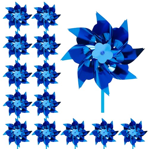 Tsocent 50 Pcs Pinwheels Toy Wind Spinners and Party Favors Gifts for Kids Outdoor Decorational Pinwheels for Yard and Garden (Blue Color)
