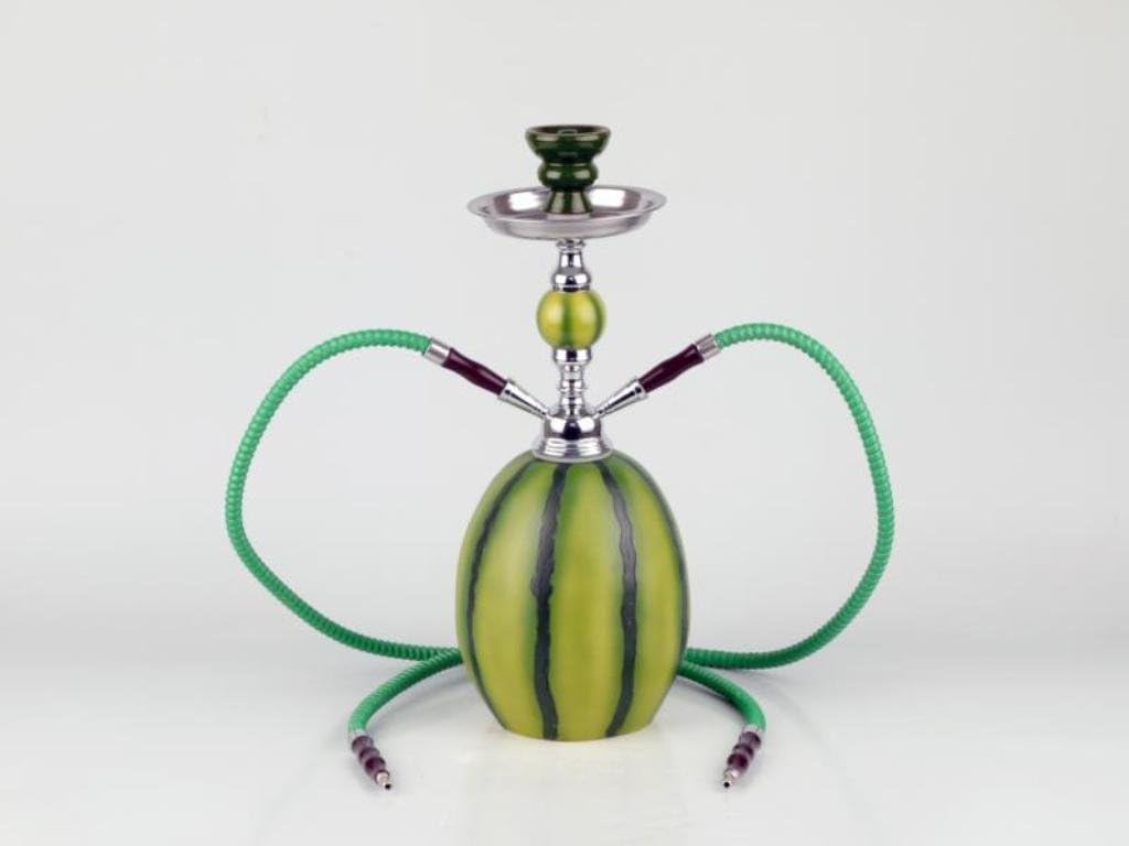'Set of 2 Modern Shisha WP Water Melon – Coney/45 cm 2 Hoses with Tongs with Chrome Top