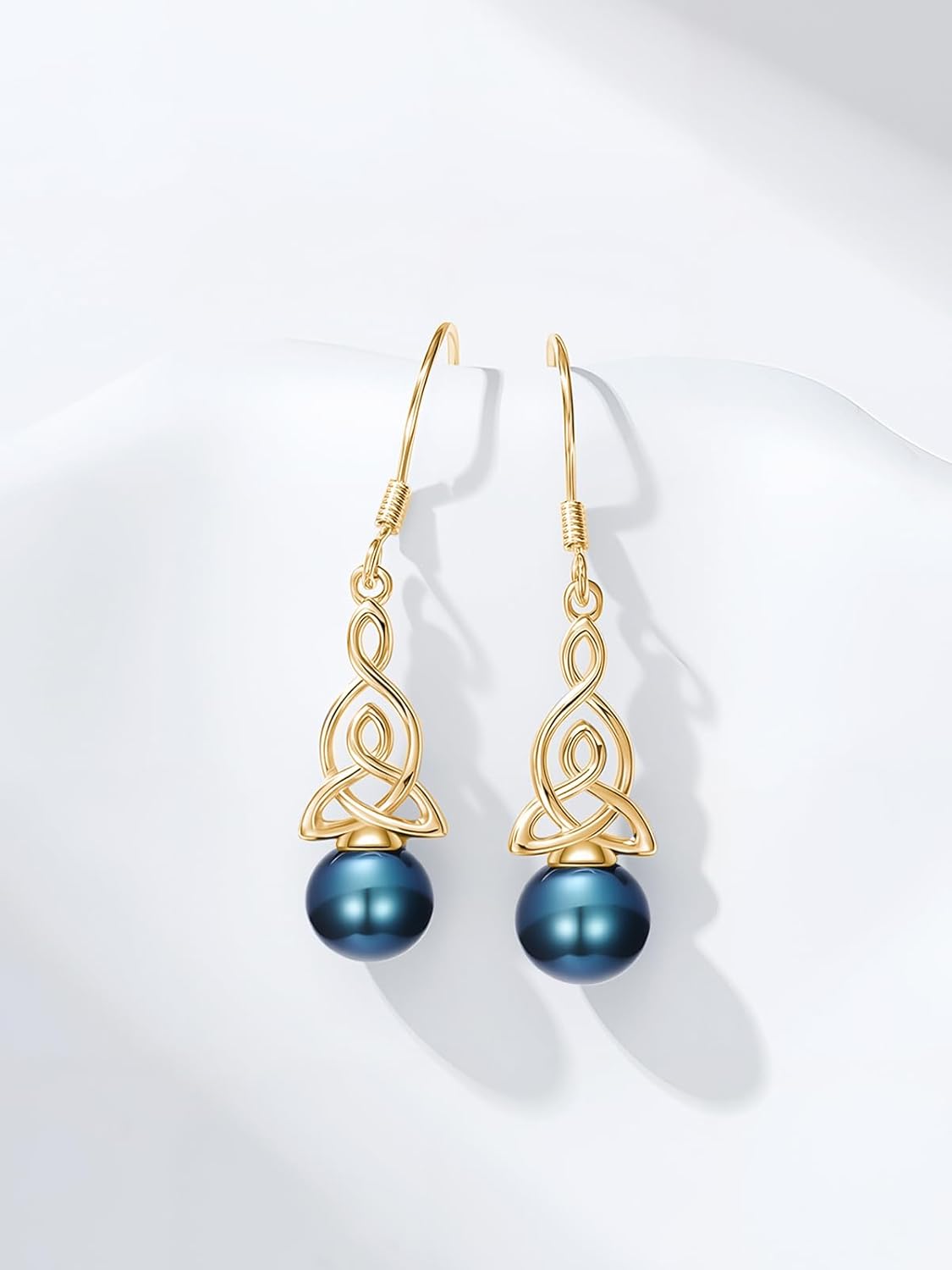 Tahitian Black Pearl AAAA 18K Gold Plated Sterling Silver Dangle Drop Earrings for Women Wife Mom Girlfriend Valentine Her Jewelry Gift for Anniversary Birthday Christmas - Image 5