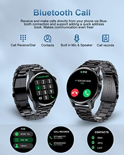 Erkekler için akıllı saat, arama cevapları, 2023 1,34 inç HD tam dokunmatik ekran fitness izleyici saat, nabız uyku monitörü, IP67 su geçirmez akıllı saatler iPhone Android için (3 kayış) - Görsel 2