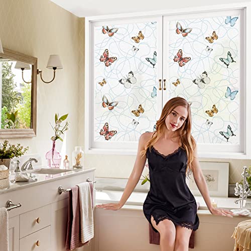 Privacy Film for Bathroom Windows, Stained Glass Design, Easy Installation, High Privacy Protection
