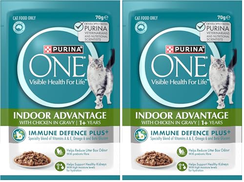 PURINA ONE Adult Wet Cat Food Indoor Chicken in Gravy Pouch 24x70g