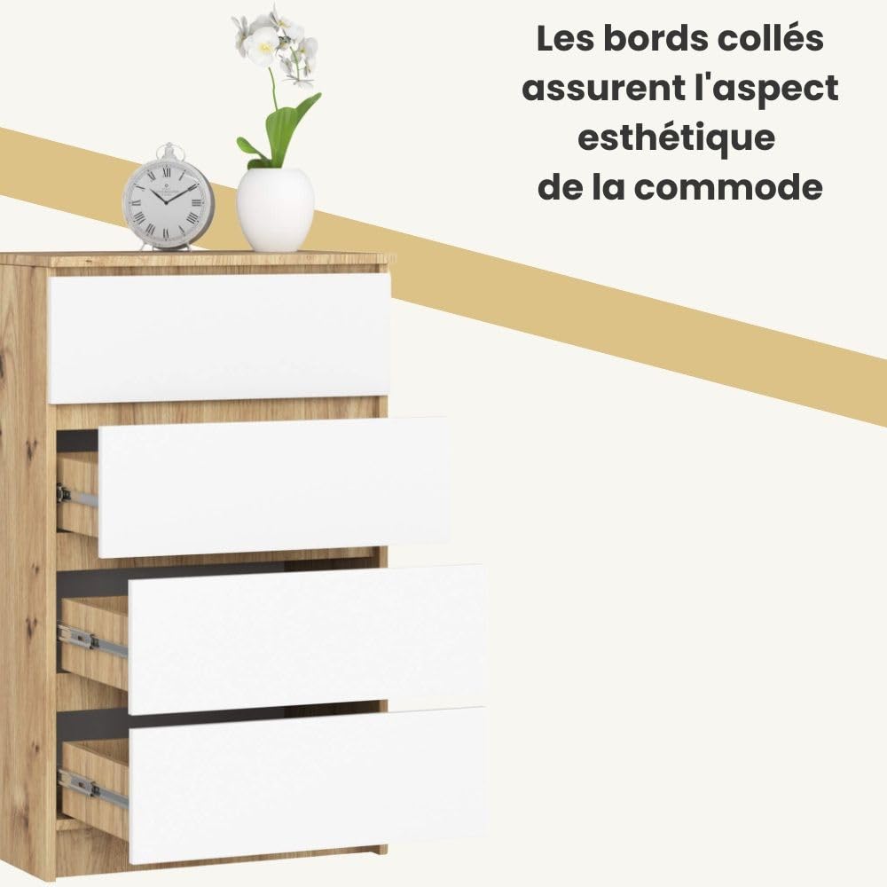 AKORD | Commode à tiroirs | Table de Nuit | Armoire à comode | Idéal pour Les Petits Objets | Caisson à roulettes | Panneau stratifié | Durable | Design élégant | Garanti | Chêne Artisan