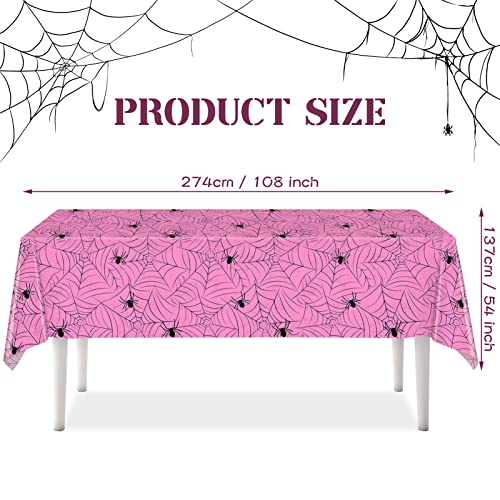 Image of TREWAVE 3 Pack Halloween Spiderweb Tablecloth Rectangular Plastic Spider Web Table Cloth Large Size Table Covers for Home Decor Halloween Party Decorations 54 inch x 108 inch (Pink)
