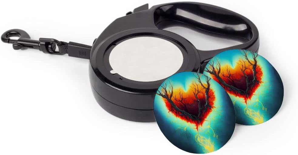 Wood Heart Retractable Pet Leash - Tree Leash - Printed Dog Leash - 197 inches