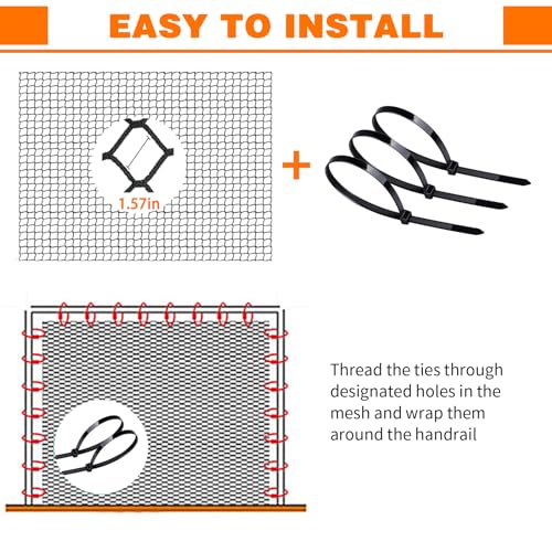 Image of Kids Pets Safety Rope Netting, Black Stairs Balcony Railing Protecting Net, Climbing Cargo Net, 6.619.7ft