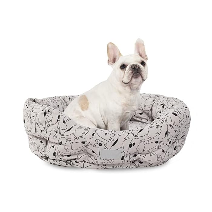 Fringe Studio Pet Bed, Nosey Dog Spot Round Cuddler, 20 x 19 x 8 inches (203001), Small