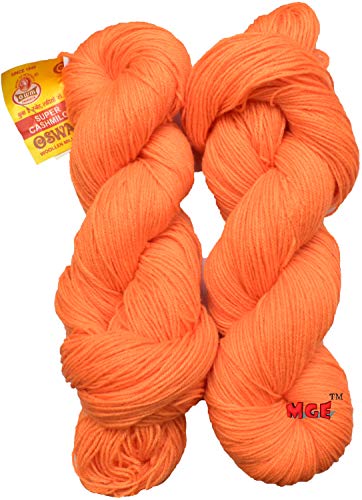 Image of M.G Enterprise Os wal Knitting Yarn 3 ply Wool, Orange 400 GMS Best Used with Knitting Needles, Crochet Needles Wool Yarn for Knitting.-J Art-F