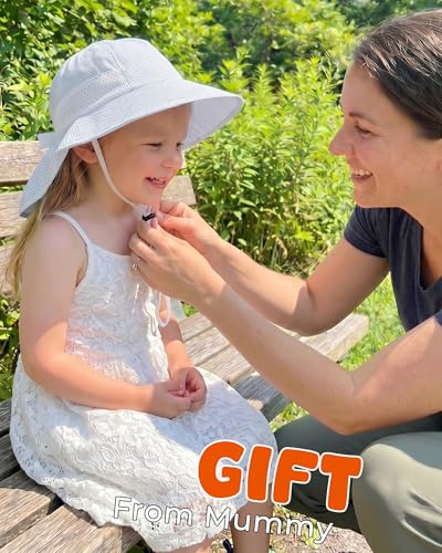 Image of Toddler Baby Sun Hat Kids Summer Beach Essentials Adjustable Beach Hats with Bucket Wide Brim for Boys Girls Age 0-14 Years