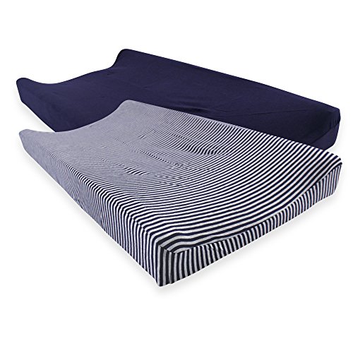 Image of Touched by Nature Unisex Baby Organic Cotton Changing Pad Cover, Navy Heather Gray, One Size