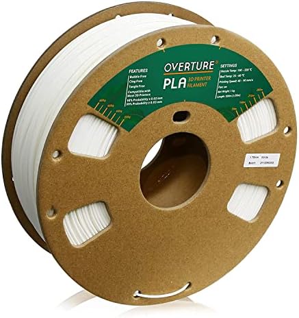 OVERTURE PLA Filament 1.75mm,Filament PLA 1kg Spool (2.2lbs), Dimensional Accuracy +/-0.03mm, Fit Most FDM Printer (Light Grey)