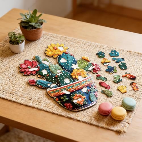 Juego de madera de cactus y puzzle de ingenio familiar interactivo 3