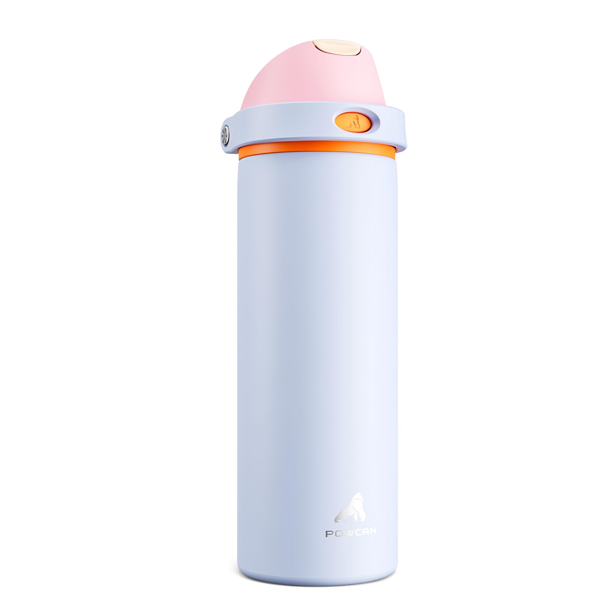 POWCAN 24 oz Travel Water Bottle for Teens: 2-in-1 Lid Straw Spout Lid, Leakproof, Lightweight, Keep Cold 24 Hrs, BPA-Free, Stainless Steel Insulated Flask for School, Trekking, Hiking (Lilac Mood)