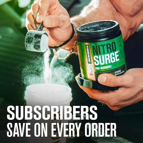 Image of NITROSURGE Pre Workout Supplement - Endless Energy, Instant Strength Gains, Clear Focus, Intense Pumps - Nitric Oxide Booster & Powerful Preworkout Energy Powder - 30 Servings, Fruit Punch