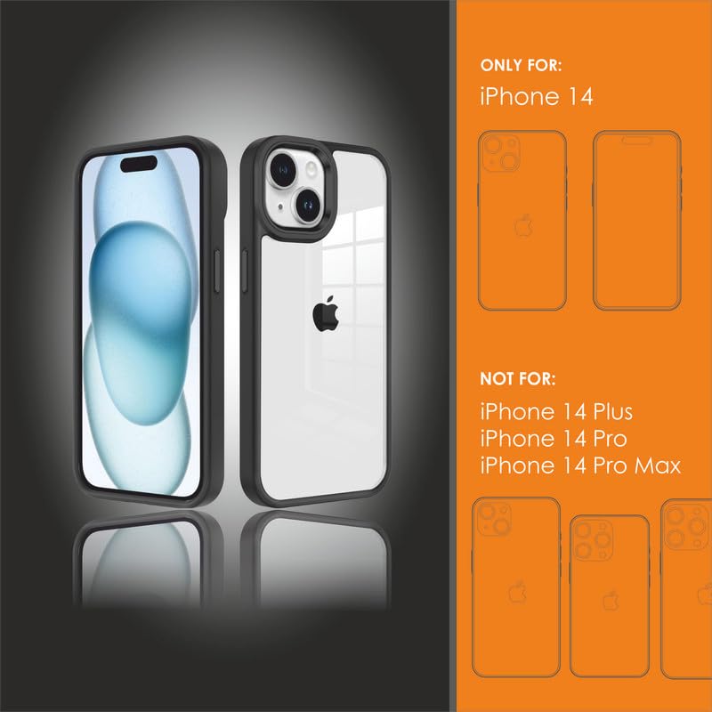 Image of Thermoplastic Polyurethane For iPhone Case 14,[Anti-Yellowing Technology] [Military Grade Drop Protection] Shockproof Slim Hybrid Phone Case For iPhone 14-Carbon Black