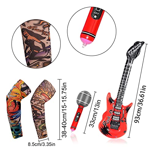 VIKSAUN 7 Pcs Rocker Fancy Dress Accessories, 70s 80s 90s Punk Gothic Rocker Kit - Image 3