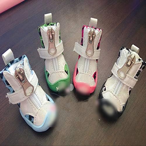 ヒョウ柄犬靴防水ノンスリップペットスポーツブーツ用小動物猫秋冬雪靴4ピース ロット ピンク 5 B0s85n8d 1 400円