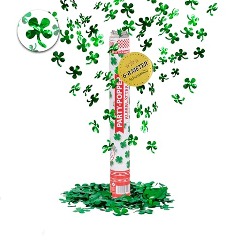 Party Factory 1 Party Popper, 40 cm, Kleeblatt Konfetti, bis 8 m Effekthöhe, Konfettiregen für Hochzeit, Geburtstag oder Silvester