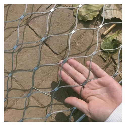 DTVEW Malla de Cable de Balaustrada de Cable 304 Malla de Cuerda de Acero Inoxidable, 5cm/1.5mm Malla de Relleno Extensible para Balaustrada(1.2x25m)