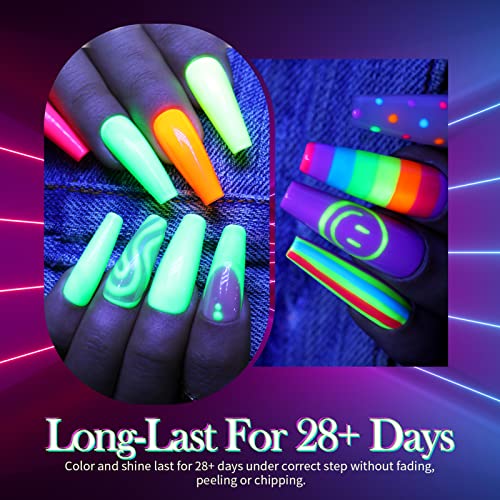 BORN PRETTY UV Nagellack Neon, Shellac Nagellack Set Leuchtendes Orange Grün Blau Gel Gelnägel Set Farbgel für Gelnägel… – Bild 3