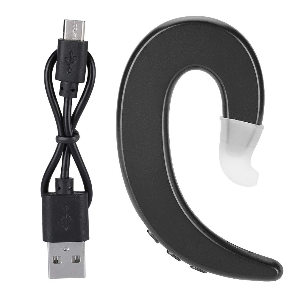 Casque Bluetooth sans Bouchon d'oreille, sans Fil Mains Libres Crochet d'oreille Casque Bluetooth Casque à Conduction osseuse indolore pour Smartphones Conduite d'affaires(Noir)