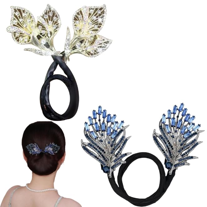 Rhinestone Flower Hair Clip, Lazy Hair Curler Deft Bun Maker, French White Twist Bun Hairstyle Shaper, Elegant Lazy Hair Curler Bun Clips Deft Twister, Hair Bun Maker for Women and Girls, Quick Daily Hairstyling, Special Occasion Hairstyling