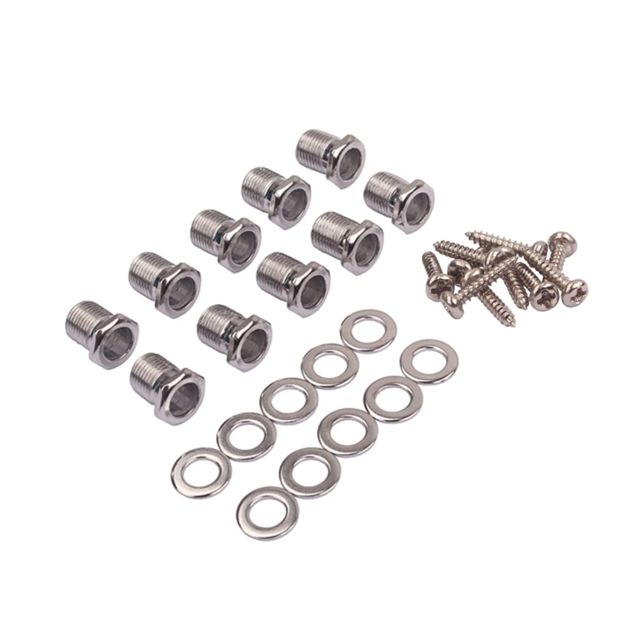 BESPORTBLE 1Set Threaded Bushing with Ferrules and Mounting Screws for Ukulele Guitar Tuning Peg Replacement Silver Accessories for Improved Sound and Playability