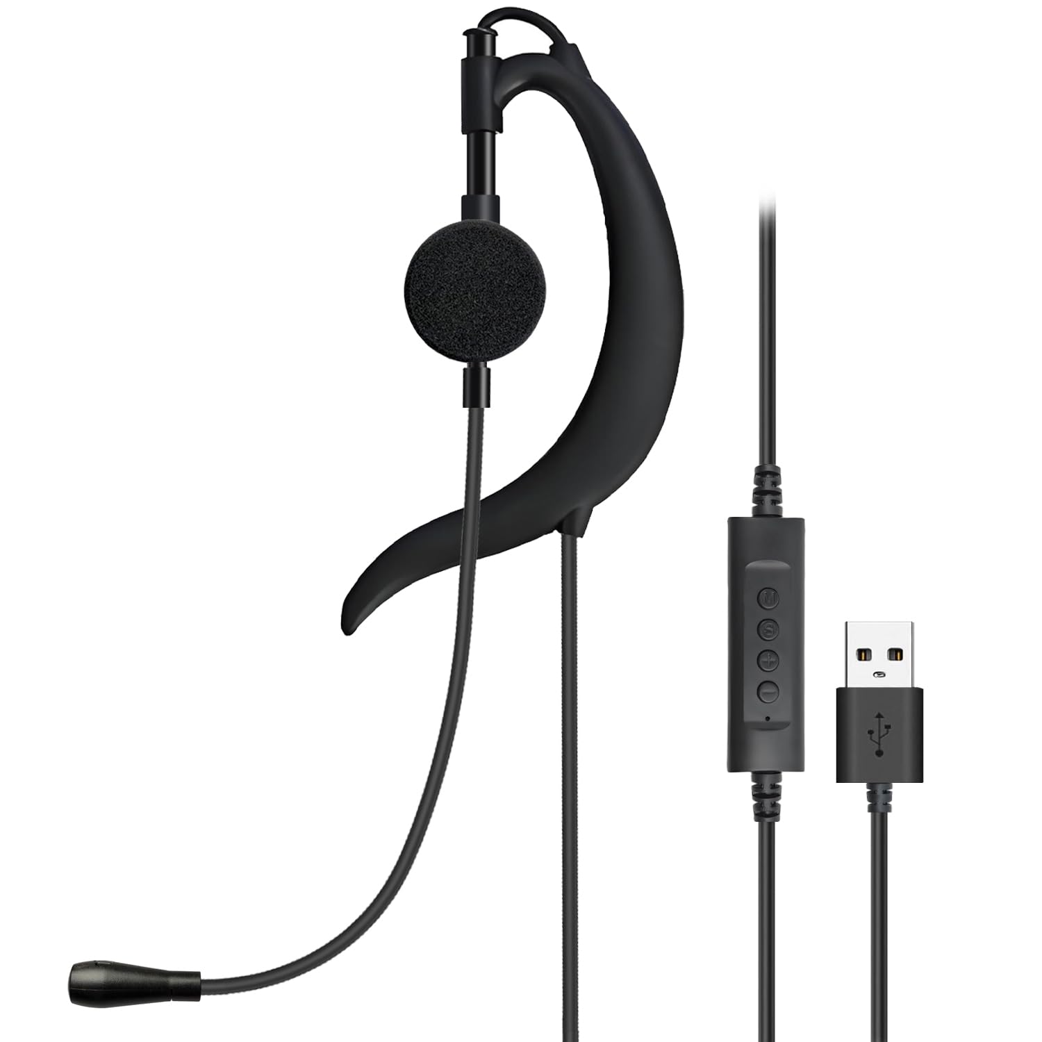 Weatwo USB In Ear Kopfhörer mit Boom-Mikrofon, USB Kopfhörer mit Lautstärkeregler für PC, Mac, Laptop, Desktop, Callcenter, Gaming, Homeoffice, Skype, Webinare und Remote-Arbeit